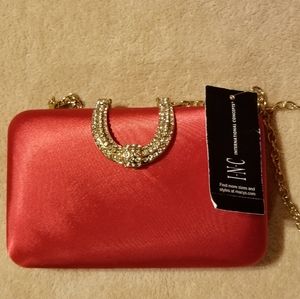 NWT International Concepts Red Satin Clutch